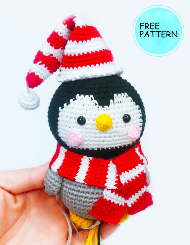 Amigurumi Penguin with Christmas Hat Free Pattern-2