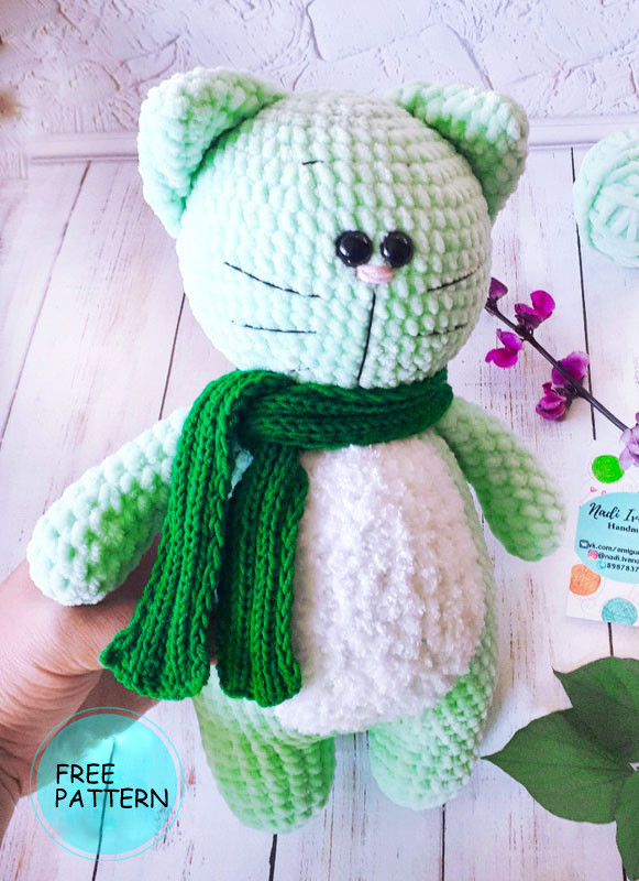 Amigurumi Plush Green Cat Free Pattern-2