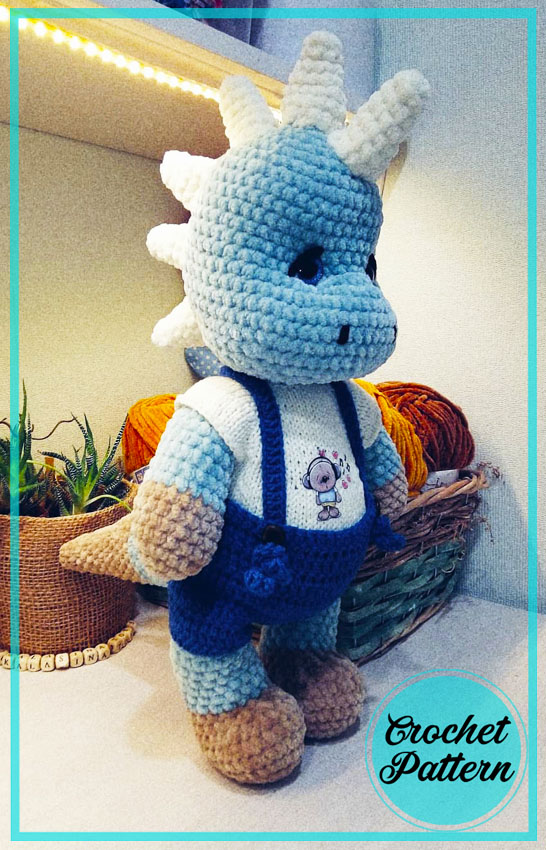 Amigurumi Blue Dinosaur Free Crochet Pattern-1