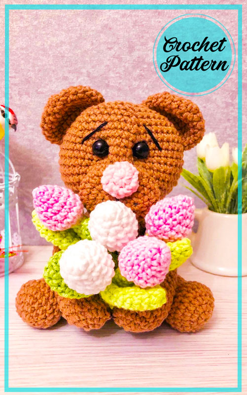 Amigurumi Teddy Bear With Tulips Free Crochet Pattern-3