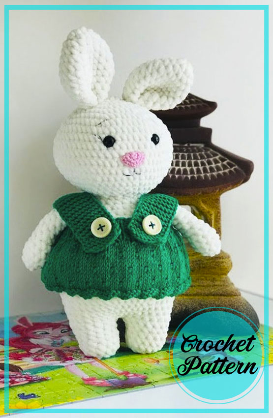 Amigurumi Velvet Crochet Bunny in Dress Free Pattern-2